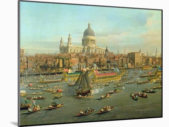 The River Thames with St. Paul's Cathedral on Lord Mayor's Day, Detail of St. Paul's Cathedral-Canaletto-Mounted Giclee Print