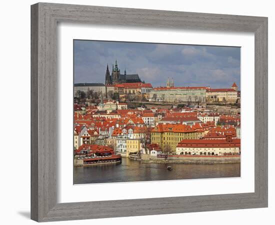 The River Vltava, Lesser Town and Prague Castle, UNESCO World Heritage Site, Prague, Czech Republic-Hans Peter Merten-Framed Photographic Print