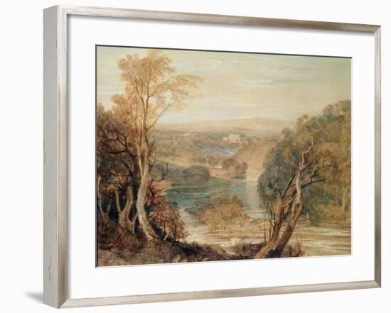 The River Wharfe with a Distant View of Barden Tower-J. M. W. Turner-Framed Giclee Print