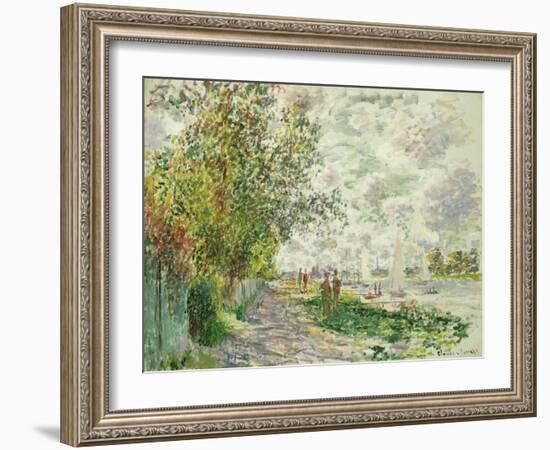 The Riverbank at Gennevilliers, circa 1875-Claude Monet-Framed Giclee Print