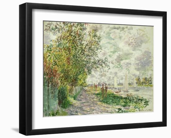 The Riverbank at Gennevilliers, circa 1875-Claude Monet-Framed Giclee Print