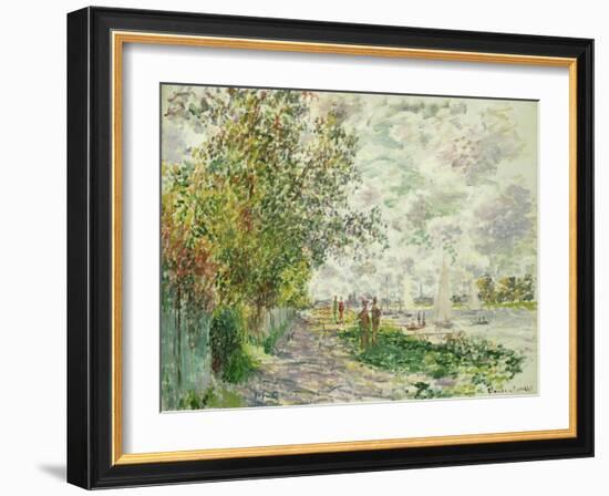 The Riverbank at Gennevilliers, circa 1875-Claude Monet-Framed Giclee Print