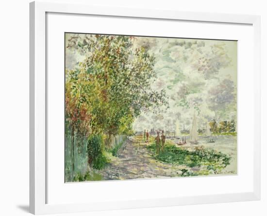 The Riverbank at Gennevilliers, circa 1875-Claude Monet-Framed Giclee Print