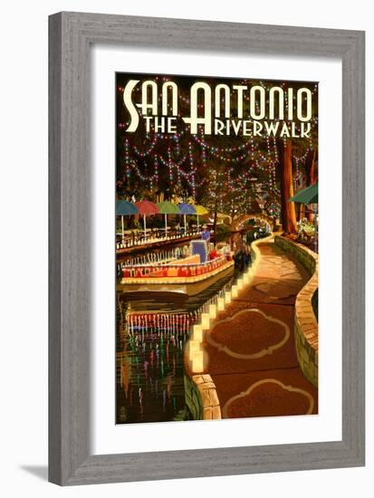 The Riverwalk - San Antonio, Texas-Lantern Press-Framed Art Print