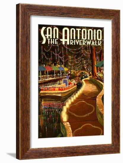 The Riverwalk - San Antonio, Texas-Lantern Press-Framed Art Print