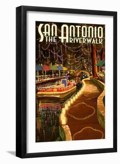 The Riverwalk - San Antonio, Texas-Lantern Press-Framed Art Print