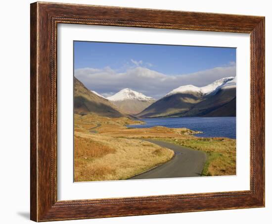 The Road Alongside Wastwater to Wasdale Head and Yewbarrow, Great Gable and the Scafells, Wasdale, -James Emmerson-Framed Photographic Print