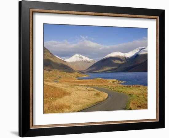 The Road Alongside Wastwater to Wasdale Head and Yewbarrow, Great Gable and the Scafells, Wasdale, -James Emmerson-Framed Photographic Print