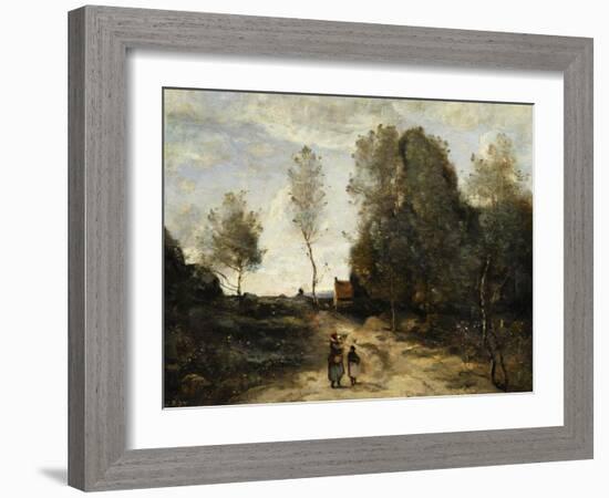 The Road (Corot Entourage)-Jean-Baptiste-Camille Corot-Framed Giclee Print