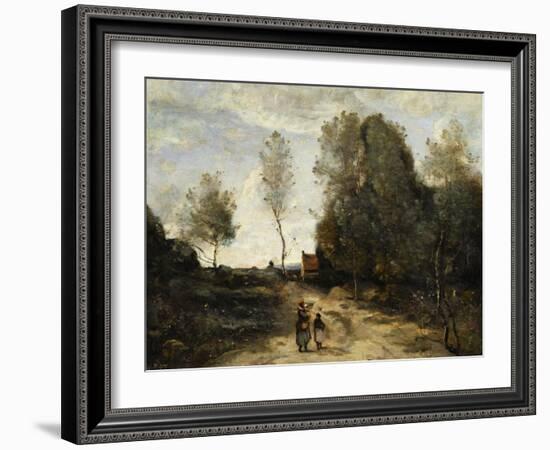 The Road (Corot Entourage)-Jean-Baptiste-Camille Corot-Framed Giclee Print