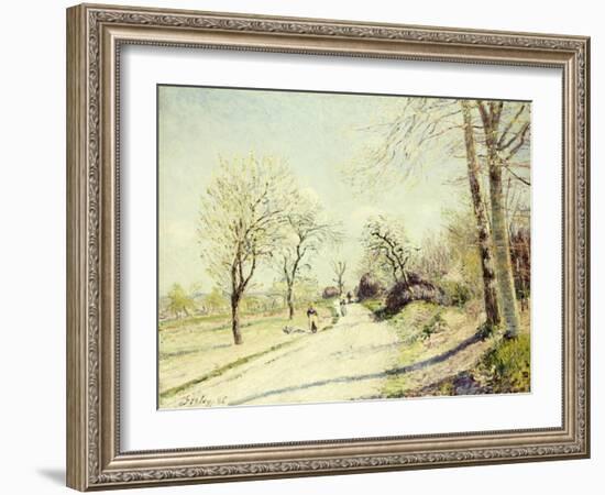 The Road from Veneux to Moret on a Spring Day, 1886-Alfred Sisley-Framed Giclee Print