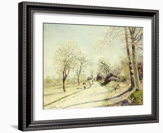 The Road from Veneux to Moret on a Spring Day, 1886-Alfred Sisley-Framed Giclee Print