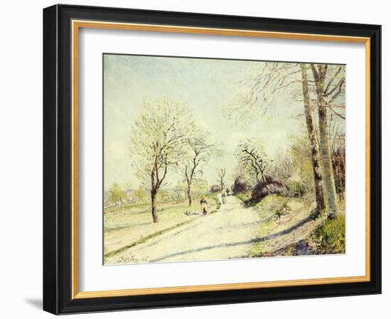 The Road from Veneux to Moret on a Spring Day, 1886-Alfred Sisley-Framed Giclee Print