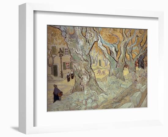 The Road Menders at Saint-R?, or Large Plane Trees, 1889-Vincent van Gogh-Framed Giclee Print