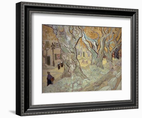 The Road Menders at Saint-R?, or Large Plane Trees, 1889-Vincent van Gogh-Framed Giclee Print