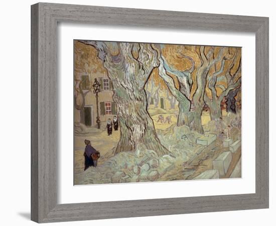 The Road Menders at Saint-R?, or Large Plane Trees, 1889-Vincent van Gogh-Framed Giclee Print