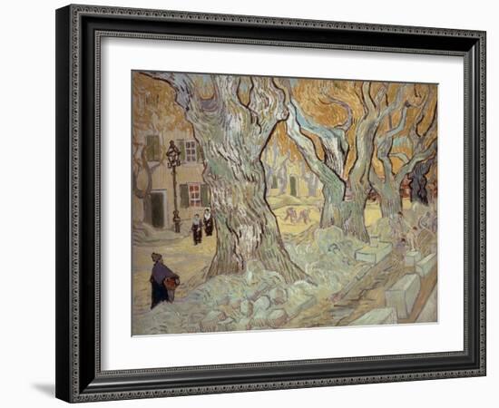 The Road Menders at Saint-R?, or Large Plane Trees, 1889-Vincent van Gogh-Framed Giclee Print