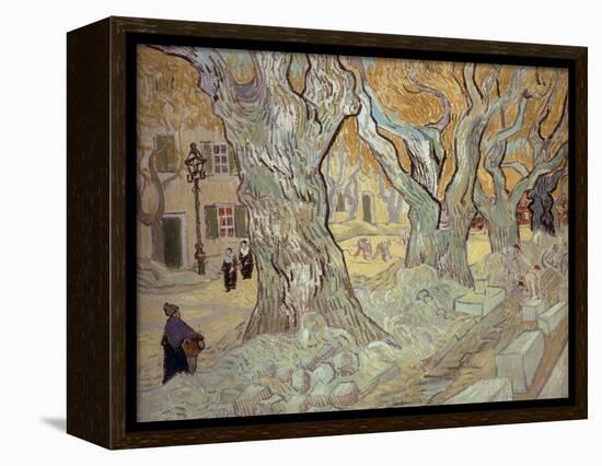 The Road Menders at Saint-R?, or Large Plane Trees, 1889-Vincent van Gogh-Framed Premier Image Canvas