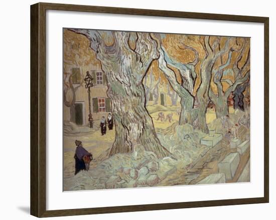 The Road Menders at Saint-R?, or Large Plane Trees, 1889-Vincent van Gogh-Framed Giclee Print