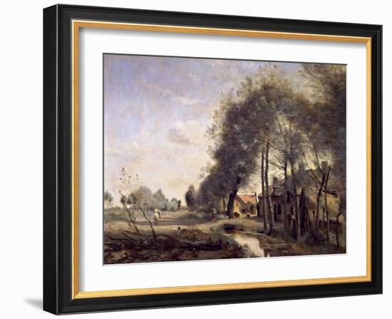 The Road of Sinle-Noble Near Douai, 1873-Jean-Baptiste-Camille Corot-Framed Giclee Print