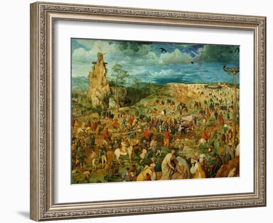 The Road to Calvary, 1564 (Oil on Panel) (Detail of 186439)-Pieter Bruegel the Elder-Framed Giclee Print