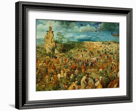 The Road to Calvary, 1564 (Oil on Panel) (Detail of 186439)-Pieter Bruegel the Elder-Framed Giclee Print