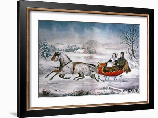 The Road-Winter, 1853-Currier & Ives-Framed Giclee Print