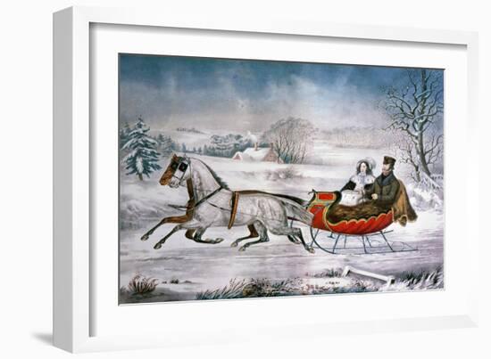 The Road-Winter, 1853-Currier & Ives-Framed Giclee Print