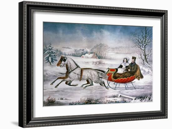 The Road-Winter, 1853-Currier & Ives-Framed Giclee Print