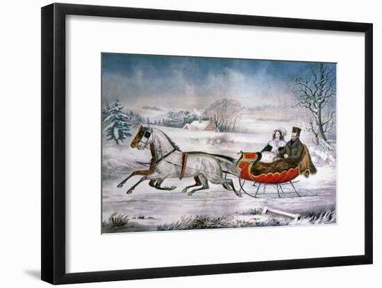 The Road-Winter, 1853-Currier & Ives-Framed Giclee Print