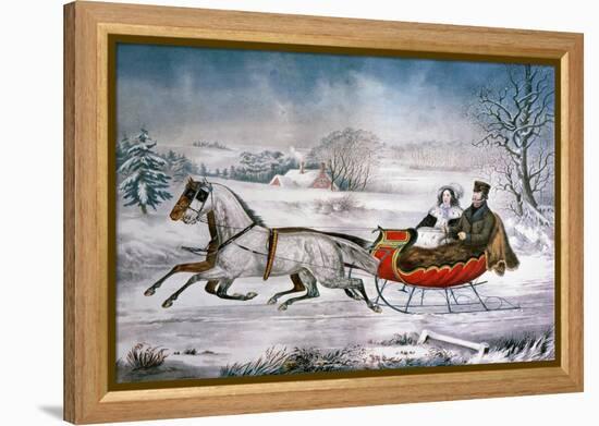 The Road-Winter, 1853-Currier & Ives-Framed Premier Image Canvas