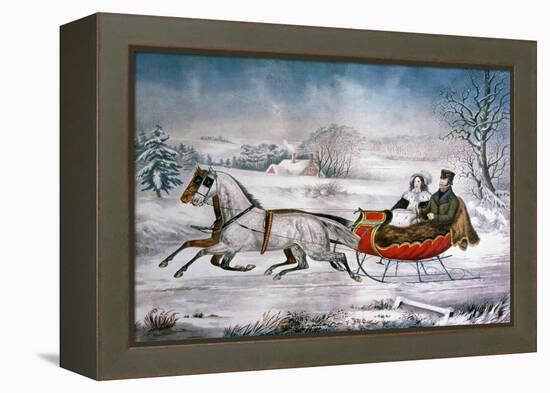 The Road-Winter, 1853-Currier & Ives-Framed Premier Image Canvas