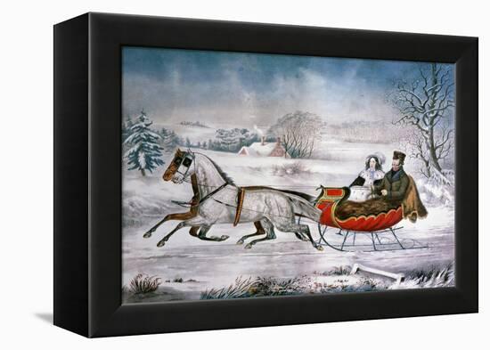 The Road-Winter, 1853-Currier & Ives-Framed Premier Image Canvas