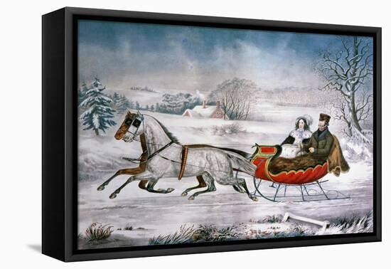 The Road-Winter, 1853-Currier & Ives-Framed Premier Image Canvas