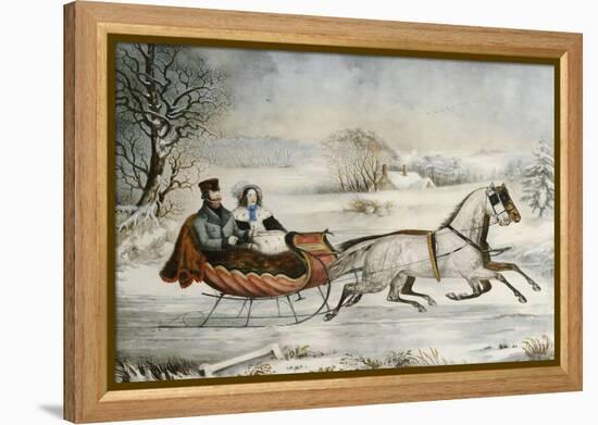 The Road, Winter, 1853-Currier & Ives-Framed Premier Image Canvas