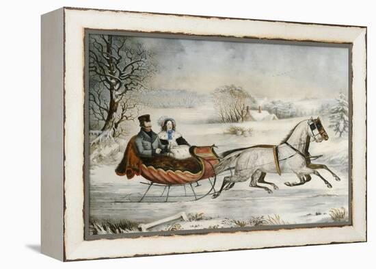 The Road, Winter, 1853-Currier & Ives-Framed Premier Image Canvas