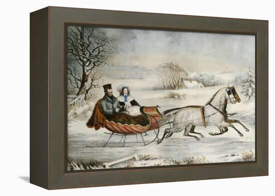 The Road, Winter, 1853-Currier & Ives-Framed Premier Image Canvas