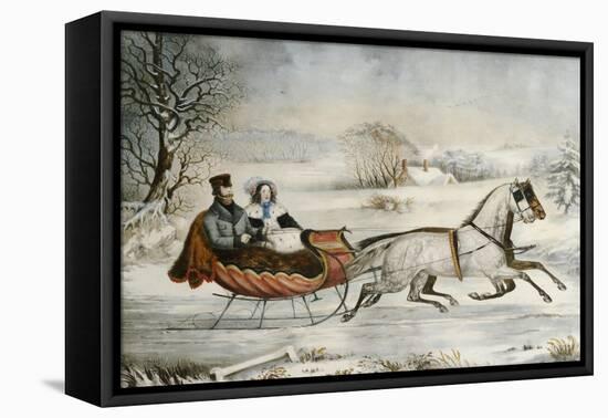 The Road, Winter, 1853-Currier & Ives-Framed Premier Image Canvas