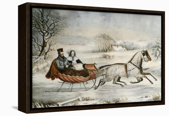 The Road, Winter, 1853-Currier & Ives-Framed Premier Image Canvas