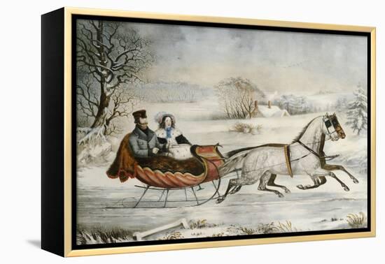 The Road, Winter, 1853-Currier & Ives-Framed Premier Image Canvas