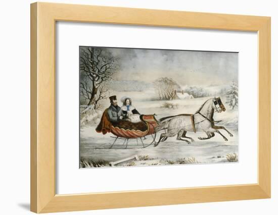 The Road, Winter, 1853-Currier & Ives-Framed Giclee Print