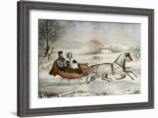 The Road, Winter, 1853-Currier & Ives-Framed Giclee Print