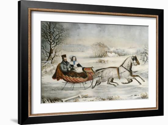 The Road, Winter, 1853-Currier & Ives-Framed Giclee Print