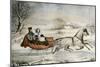 The Road, Winter, 1853-Currier & Ives-Mounted Giclee Print