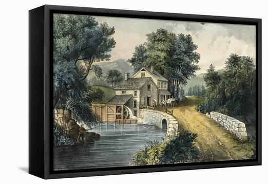 The Roadside Mill-Currier & Ives-Framed Premier Image Canvas