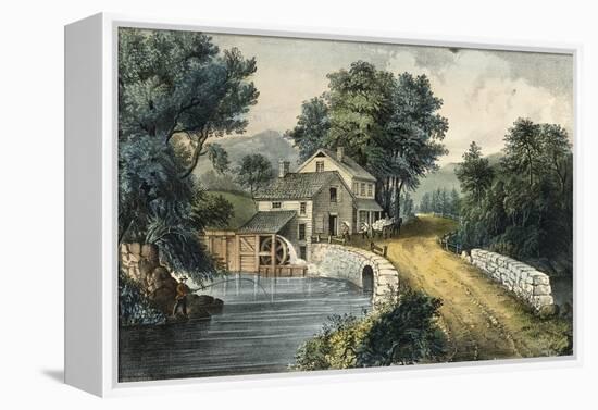 The Roadside Mill-Currier & Ives-Framed Premier Image Canvas