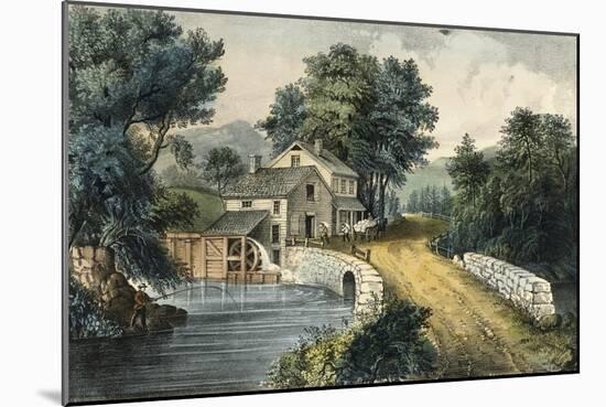 The Roadside Mill-Currier & Ives-Mounted Giclee Print