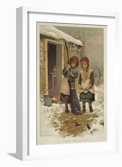 The Robin's Breakfast, Victorian Illustration (Colour Litho)-Anonymous Anonymous-Framed Giclee Print