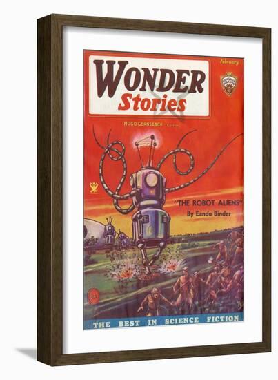 'The Robot Aliens'-Frank R Paul-Framed Art Print