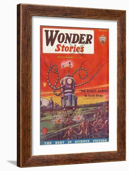 'The Robot Aliens'-Frank R Paul-Framed Art Print